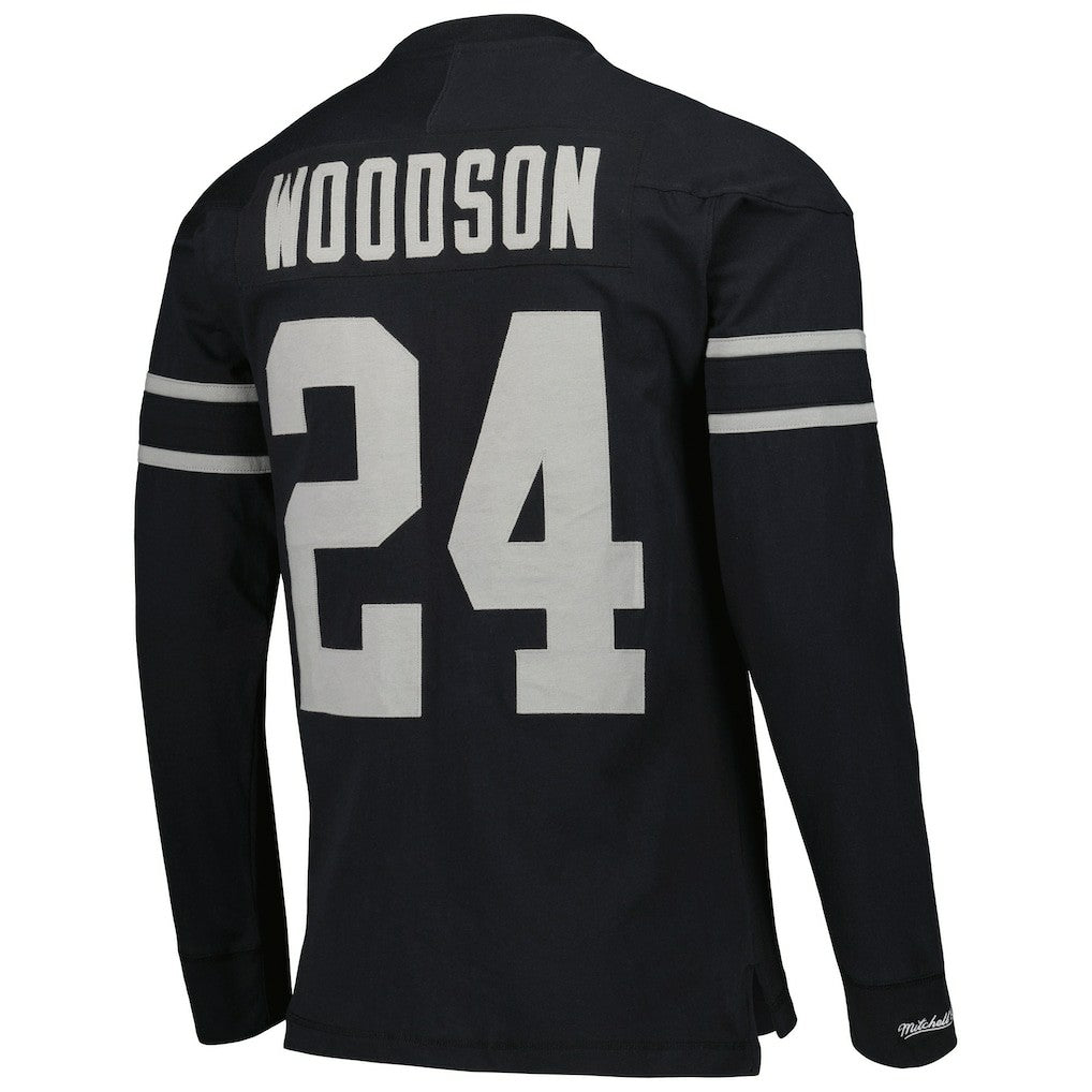 Charles Woodson Oakland Raiders Retired Player Name & Number Long Sleeve Top - Black cheap