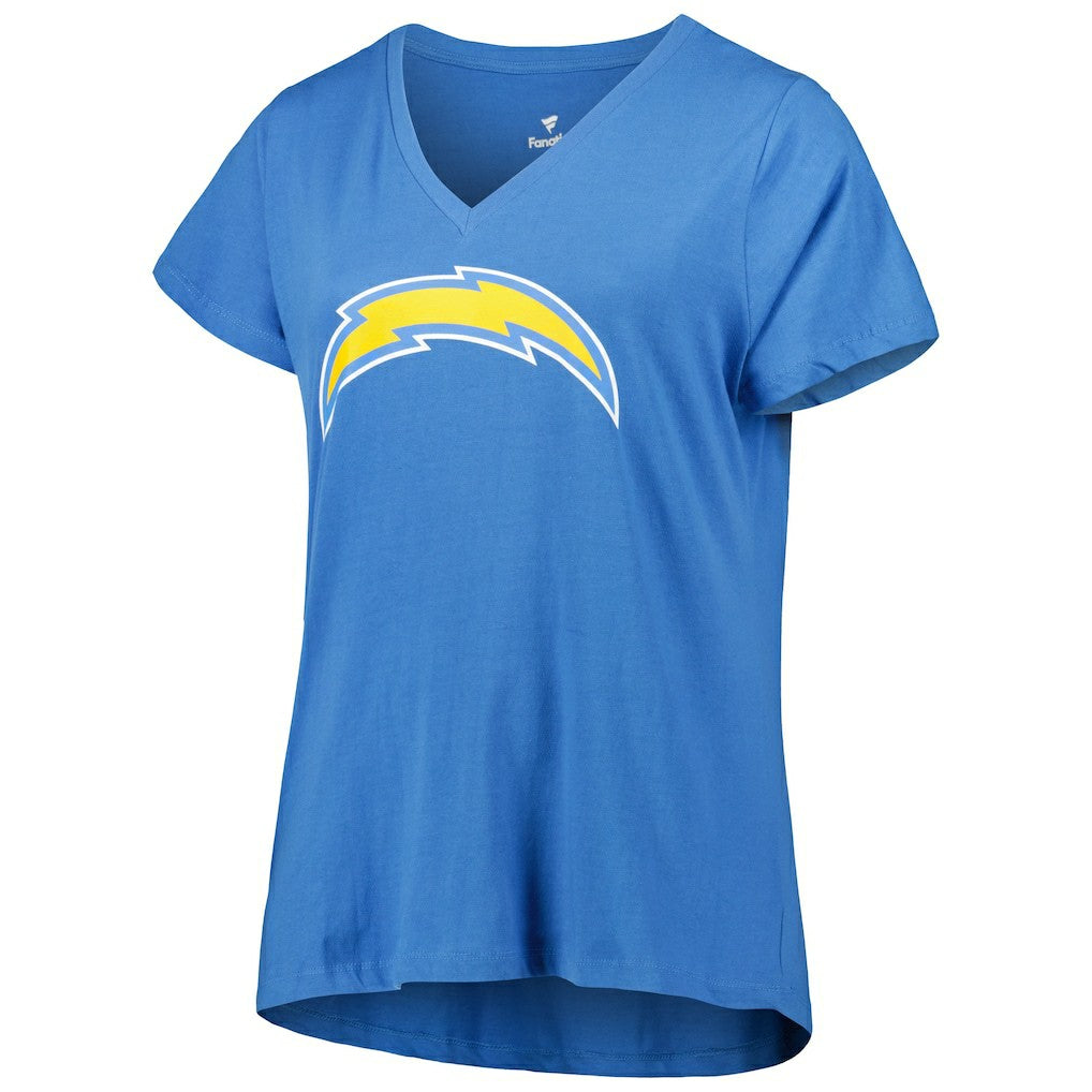 Justin Herbert Los Angeles Chargers Women's Plus Size Name & Number V-Neck T-Shirt - Powder Blue for sale