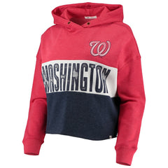 Washington Nationals Women's Lizzy Cropped Pullover Hoodie Heathered Red/Heathered Navy