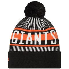 San Francisco Giants Striped Cuffed Knit Hat with Pom Black