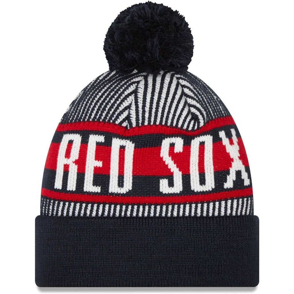 Boston Red Sox Striped Cuffed Knit Hat with Pom Navy