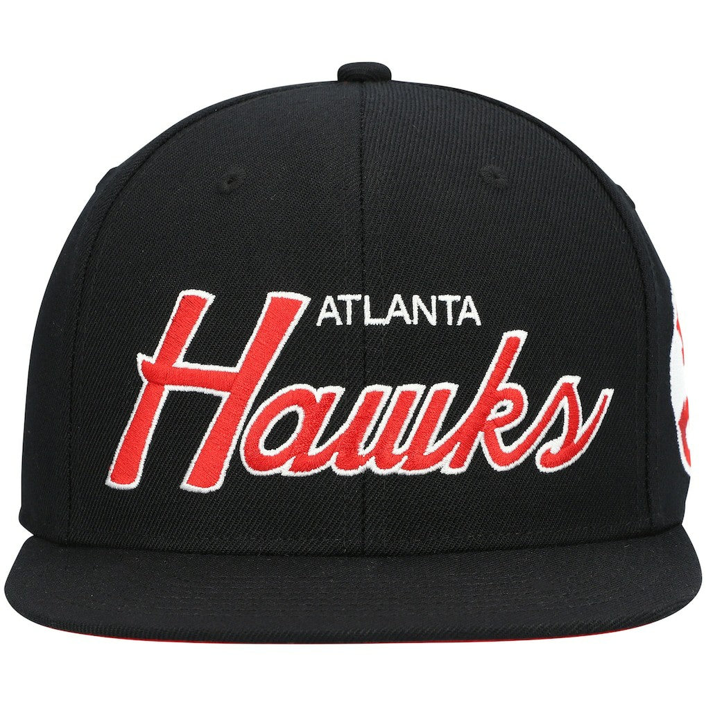 Atlanta Hawks Hardwood Classics Script 2.0 Snapback Hat - Black for sale