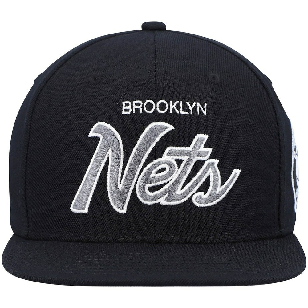 Brooklyn Nets Hardwood Classics Script 2.0 Snapback Hat - Black discount