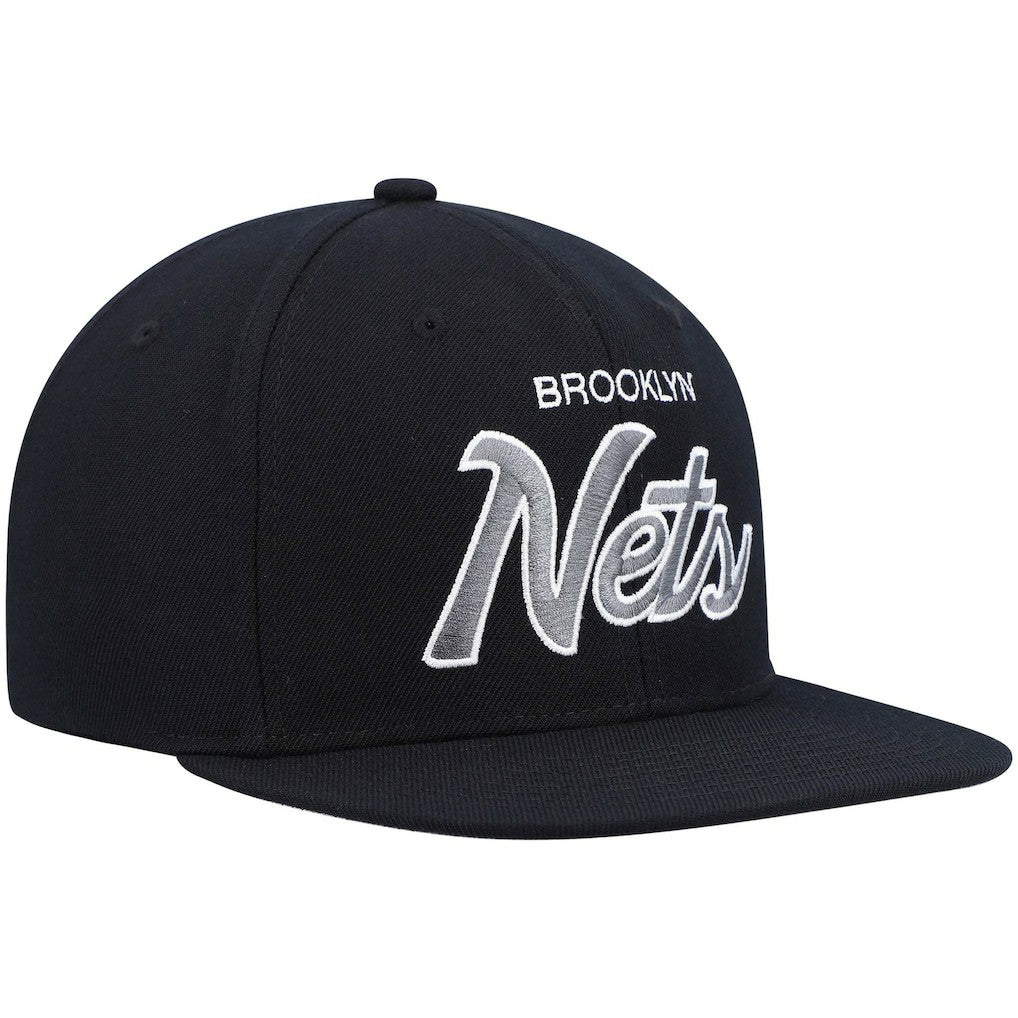 Brooklyn Nets Hardwood Classics Script 2.0 Snapback Hat - Black discount