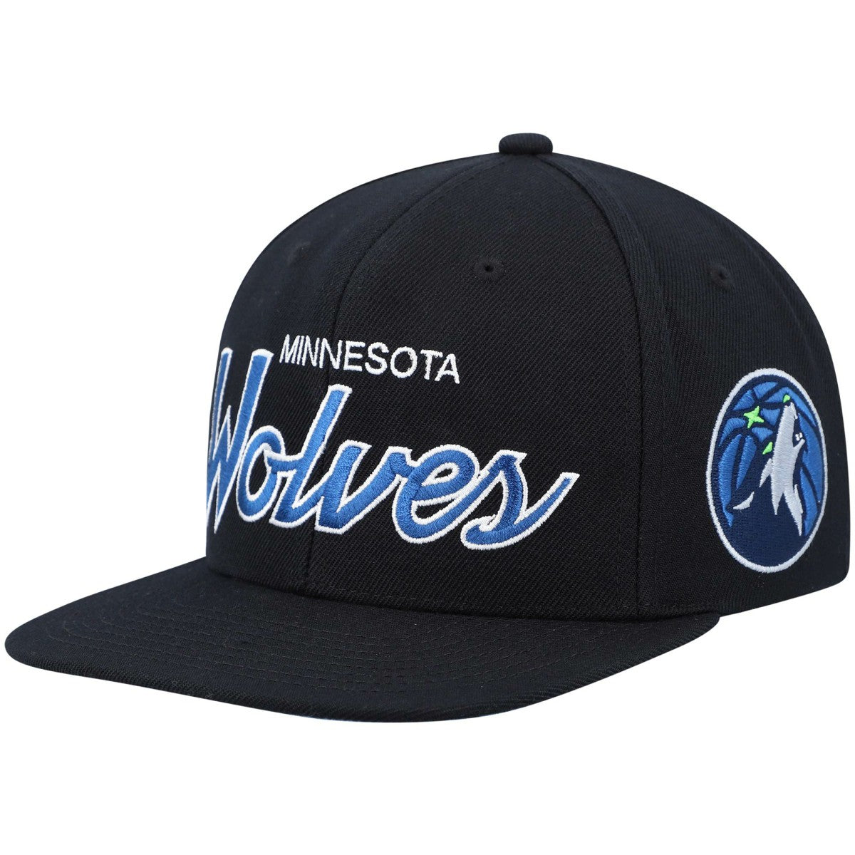 Minnesota Timberwolves Hardwood Classics Script 2.0 Snapback Hat - Black for sale