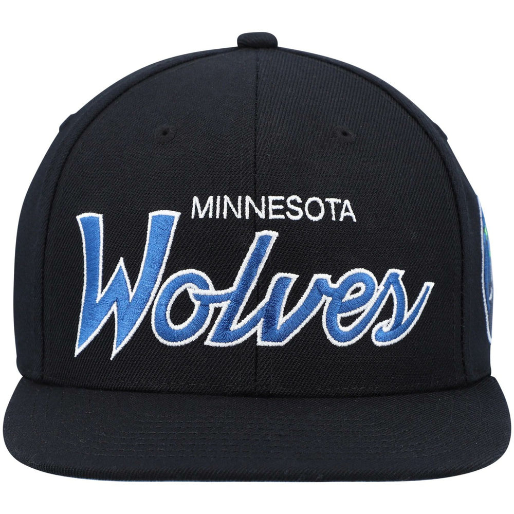 Minnesota Timberwolves Hardwood Classics Script 2.0 Snapback Hat - Black for sale