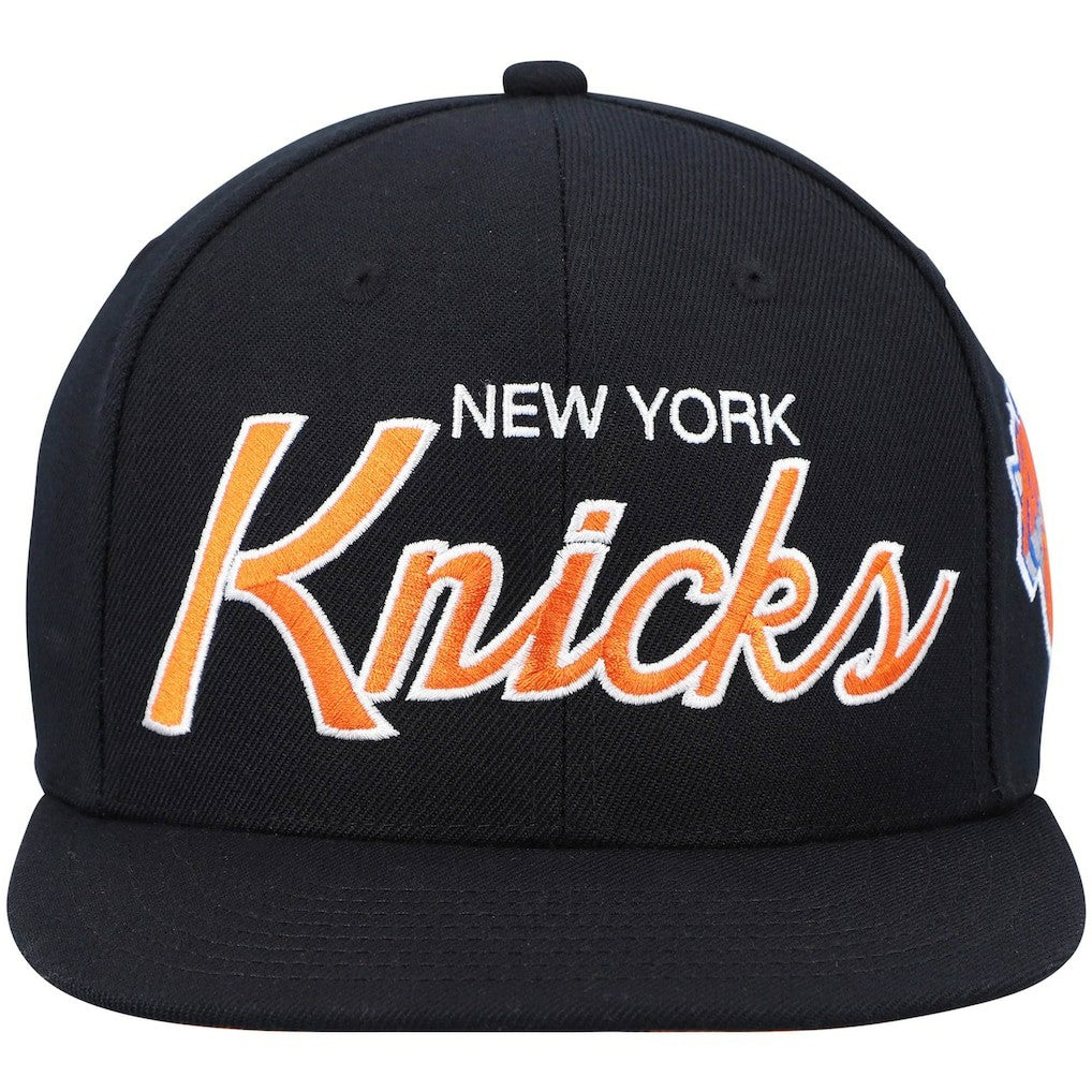 New York Knicks Hardwood Classics Script 2.0 Snapback Hat - Black sale