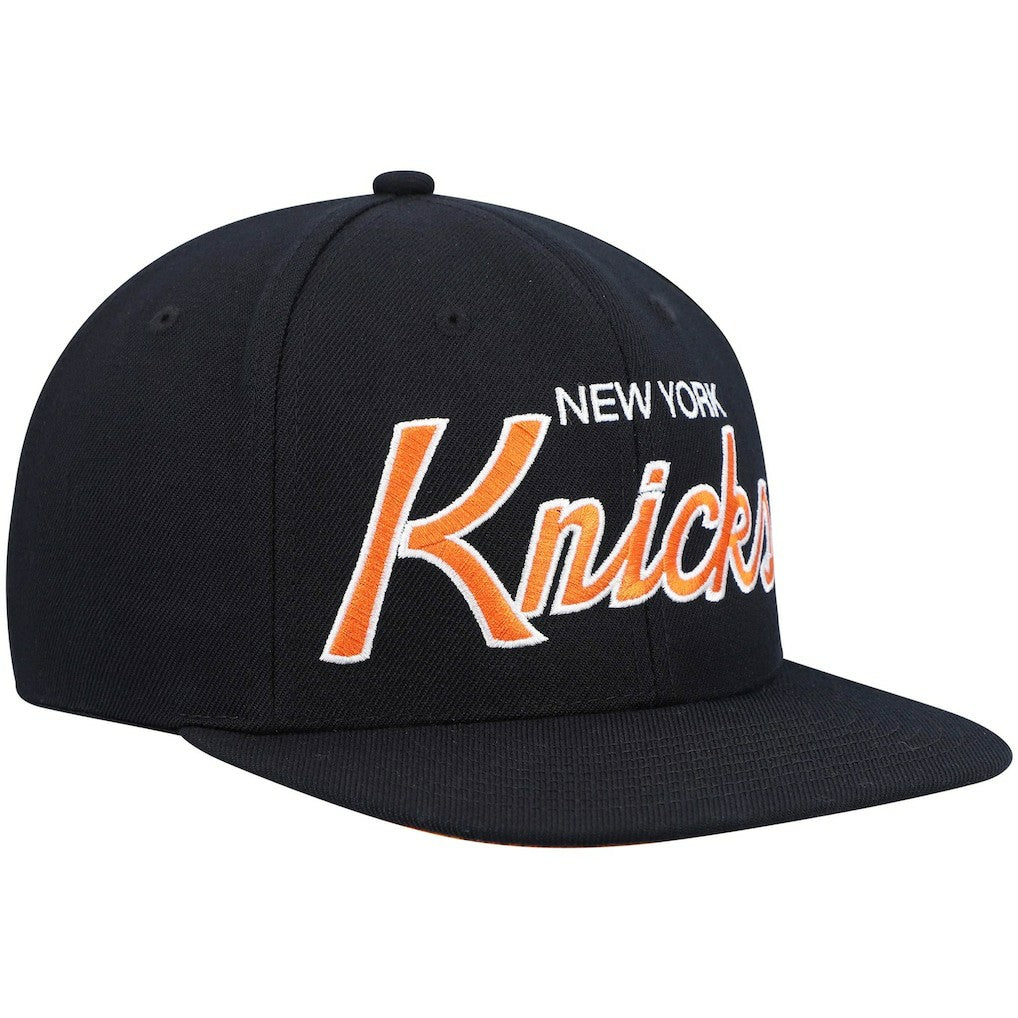 New York Knicks Hardwood Classics Script 2.0 Snapback Hat - Black sale