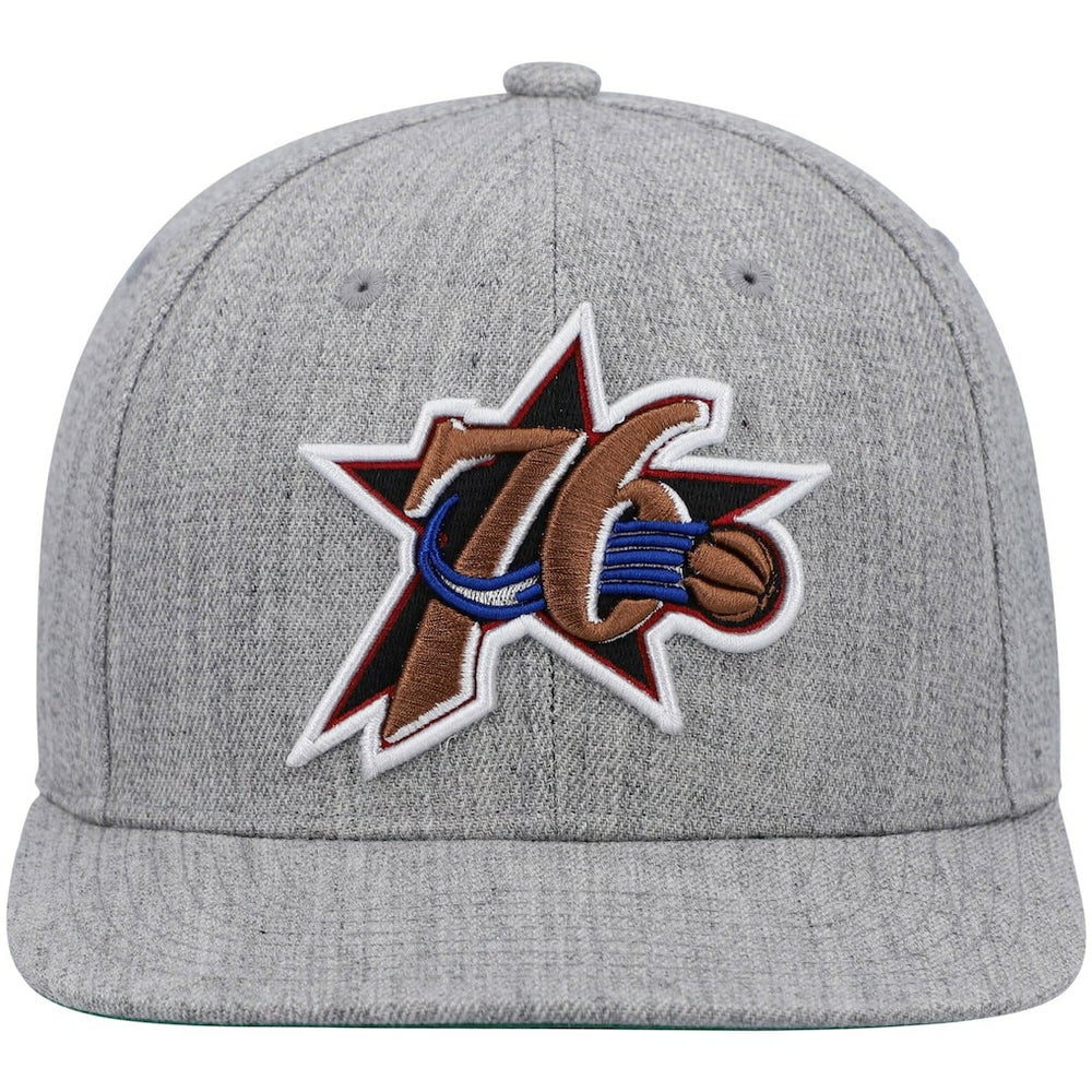 Philadelphia 76ers Hardwood Classics Team 2.0 Snapback Hat - Heathered Gray cheap