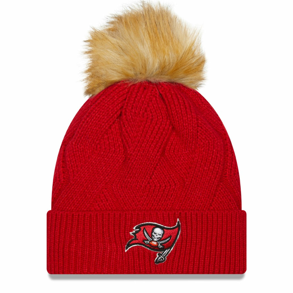 Tampa Bay Buccaneers New Era Women's Snowy Cuffed Knit Hat with Pom - Red outlet
