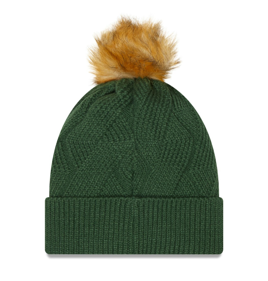 Green Bay Packers New Era Women's Snowy Cuffed Knit Hat with Pom - Green discount