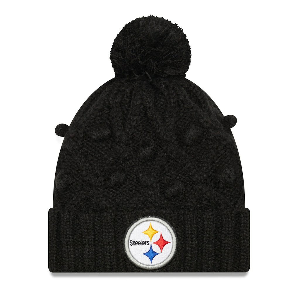 Pittsburgh Steelers New Era Women's Toasty Cuffed Knit Hat with Pom - Black sale