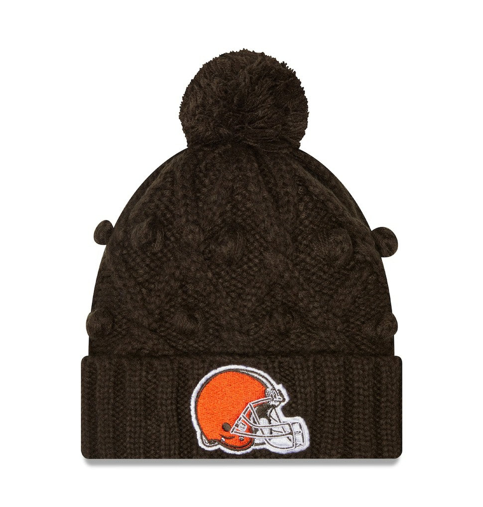Cleveland Browns New Era Women's Toasty Cuffed Knit Hat with Pom - Brown sale