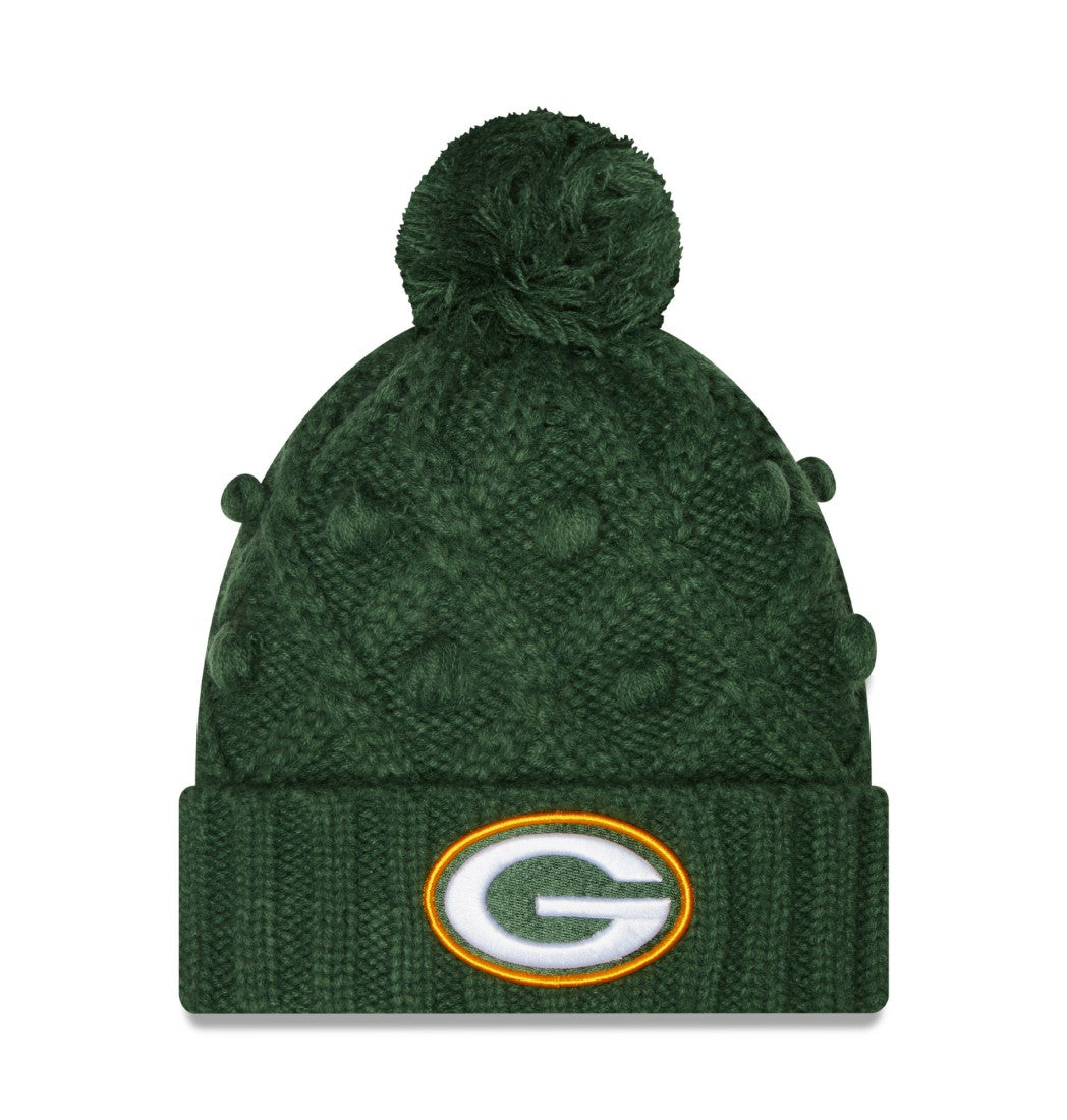 Green Bay Packers New Era Women's Toasty Cuffed Knit Hat with Pom - Green on sale