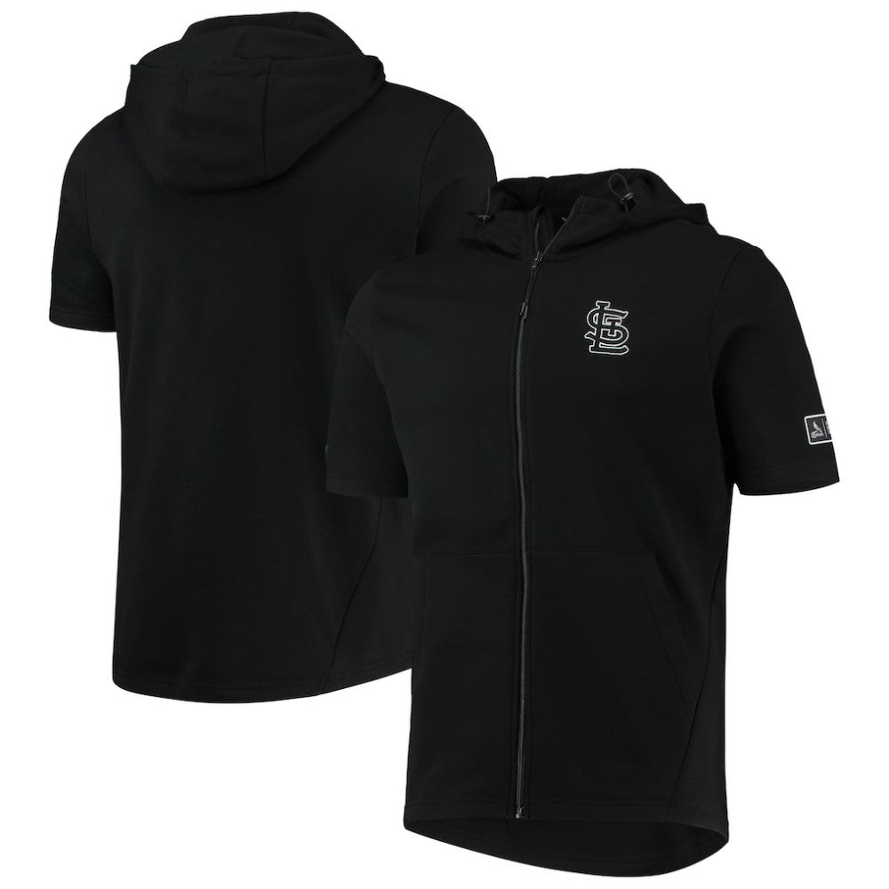 St. Louis Cardinals Levelwear Recruit Short Sleeve Full-Zip Hoodie Jacket Black