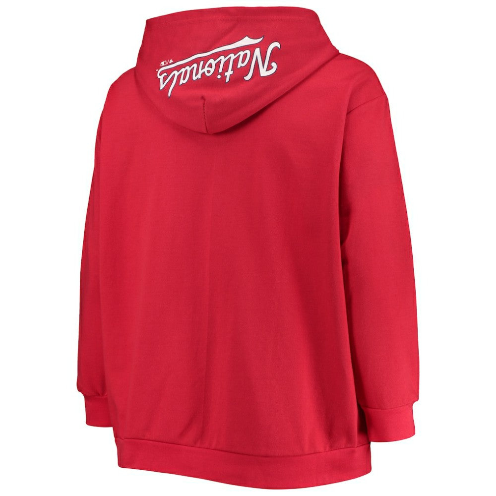Washington Nationals Women's Plus Size Lace-Up V-Neck Pullover Hoodie Red