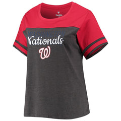 Washington Nationals Women's Plus Size Colorblock T-Shirt Heathered Charcoal/Red