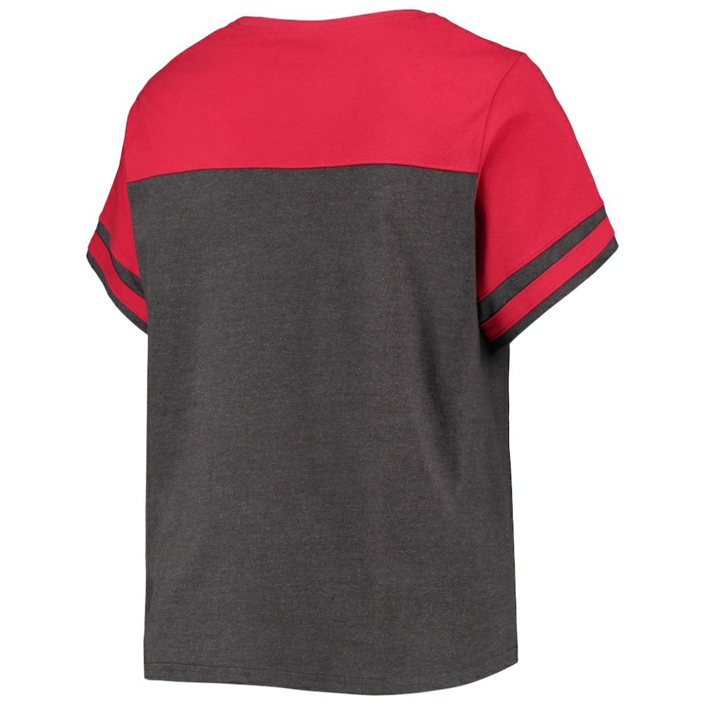 Washington Nationals Women's Plus Size Colorblock T-Shirt Heathered Charcoal/Red
