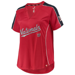 Washington Nationals Women's Plus Size Diva Notch Neck Raglan T-Shirt Red