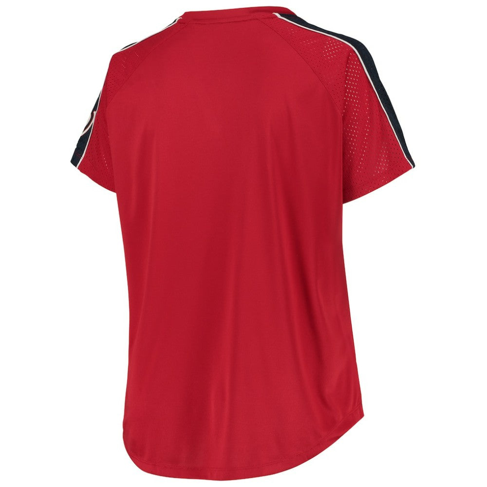 Washington Nationals Women's Plus Size Diva Notch Neck Raglan T-Shirt Red