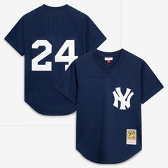 Rickey Henderson New York Yankees Cooperstown Collection Mesh Batting Practice Button-Up Jersey Navy