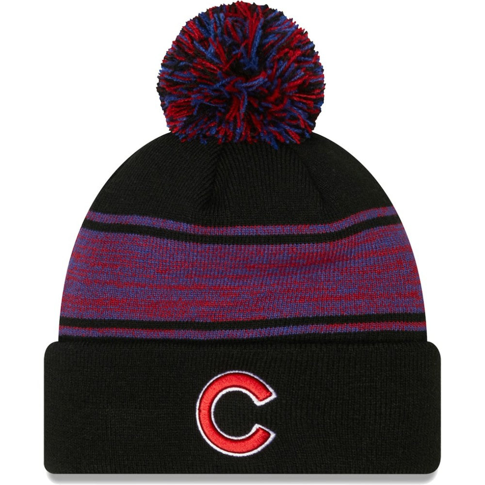 Chicago Cubs Chilled Cuffed Knit Hat with Pom Black