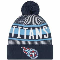 Tennessee Titans New Era Striped Cuffed Knit Hat with Pom - Navy cheap