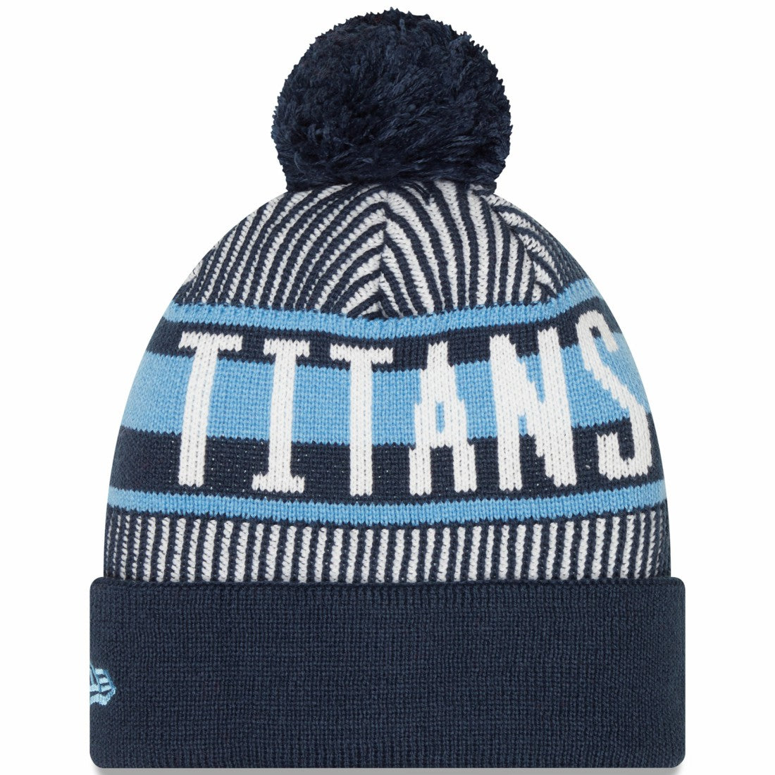 Tennessee Titans New Era Striped Cuffed Knit Hat with Pom - Navy cheap