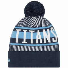 Tennessee Titans New Era Striped Cuffed Knit Hat with Pom - Navy cheap