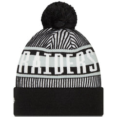 Las Vegas Raiders New Era Striped Cuffed Knit Hat with Pom - Black cheap
