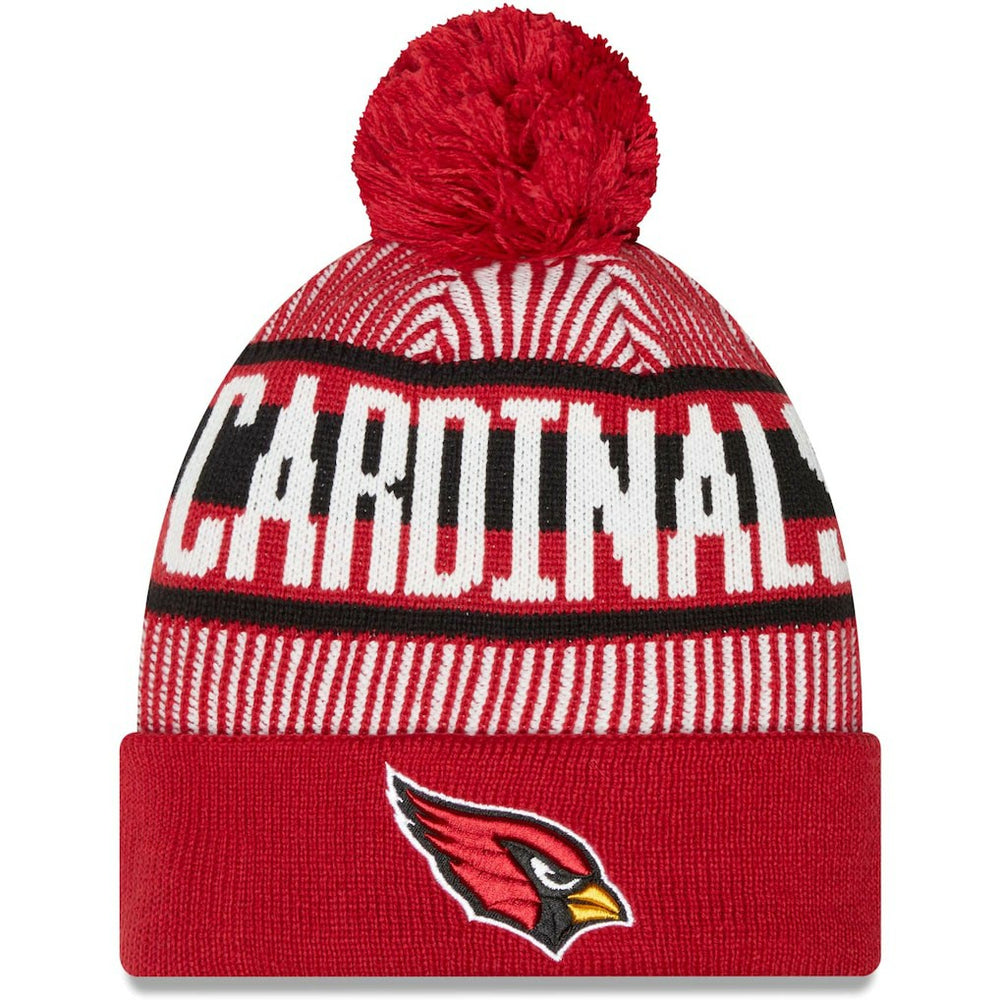 Arizona Cardinals New Era Striped Cuffed Knit Hat with Pom - Cardinal outlet