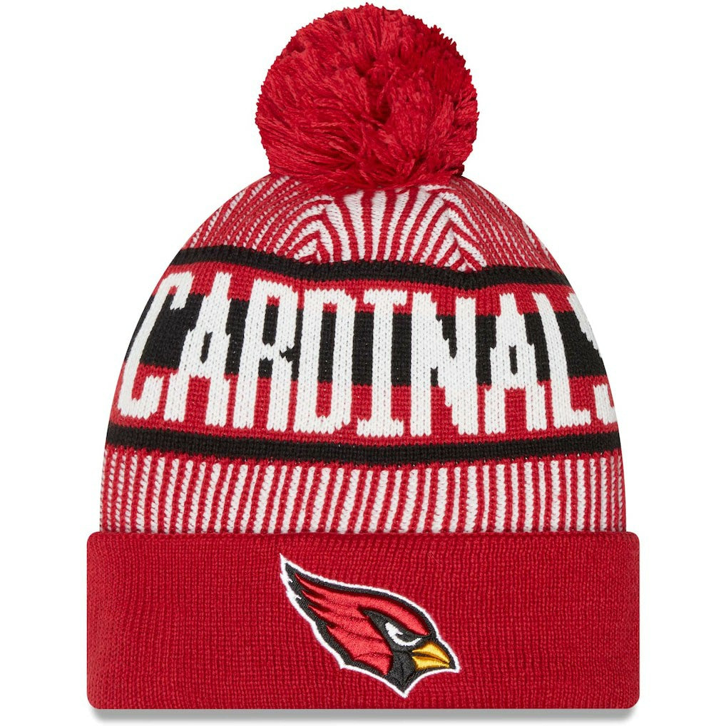 Arizona Cardinals New Era Striped Cuffed Knit Hat with Pom - Cardinal outlet