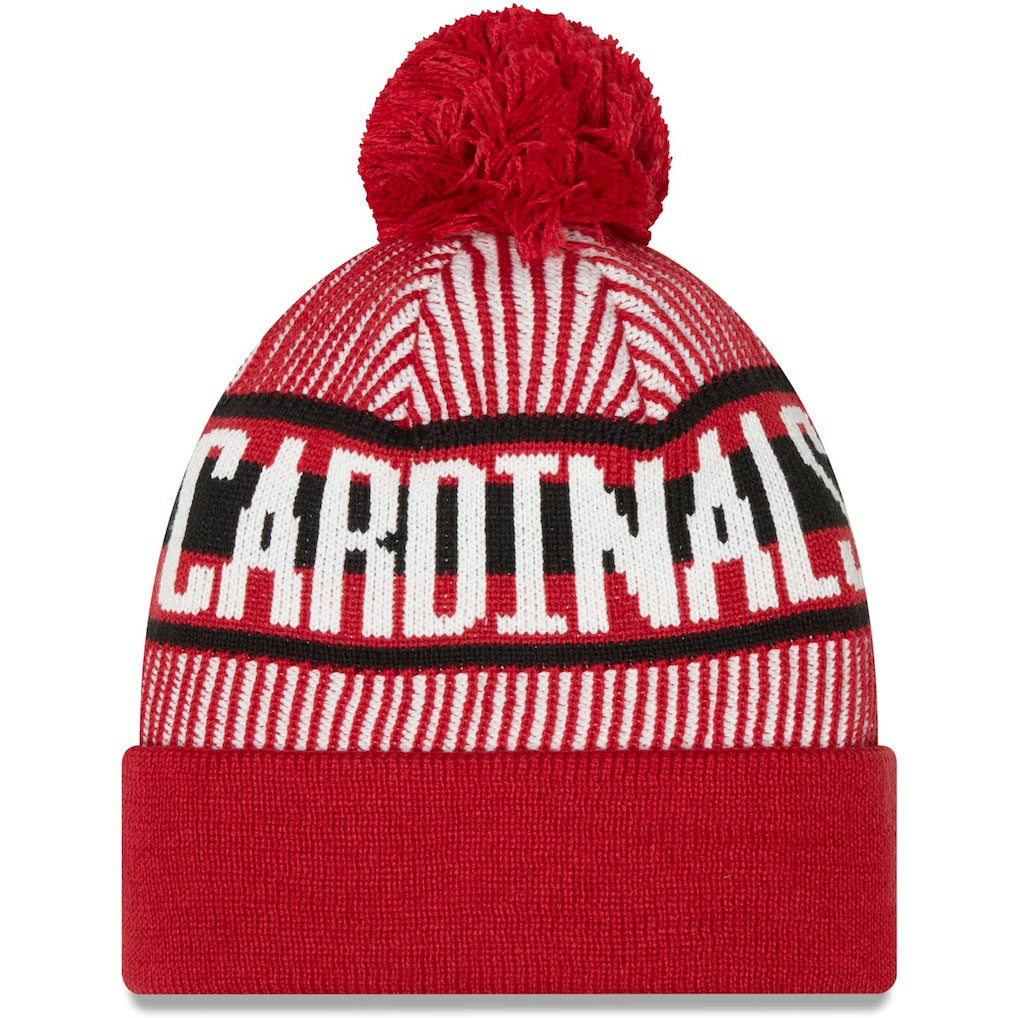 Arizona Cardinals New Era Striped Cuffed Knit Hat with Pom - Cardinal outlet