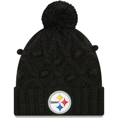 Pittsburgh Steelers New Era Girls Youth Toasty Cuffed Knit Hat with Pom - Black discount