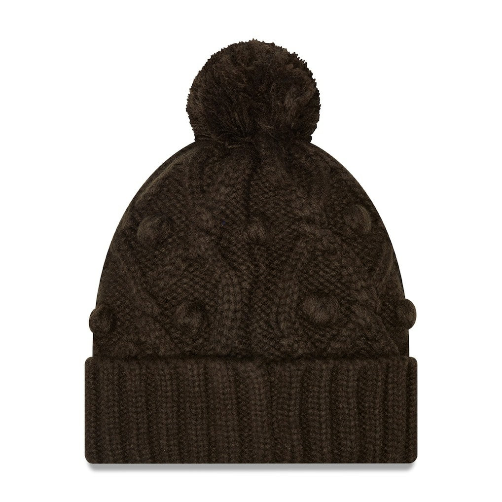 Cleveland Browns New Era Girls Youth Toasty Cuffed Knit Hat with Pom - Brown on sale