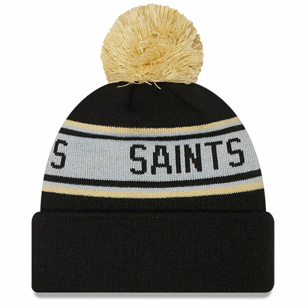 New Orleans Saints New Era Youth Repeat Cuffed Knit Hat with Pom - Black sale
