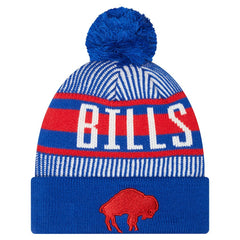 Buffalo Bills New Era Youth Striped Historic Cuffed Knit Hat with Pom - Royal outlet