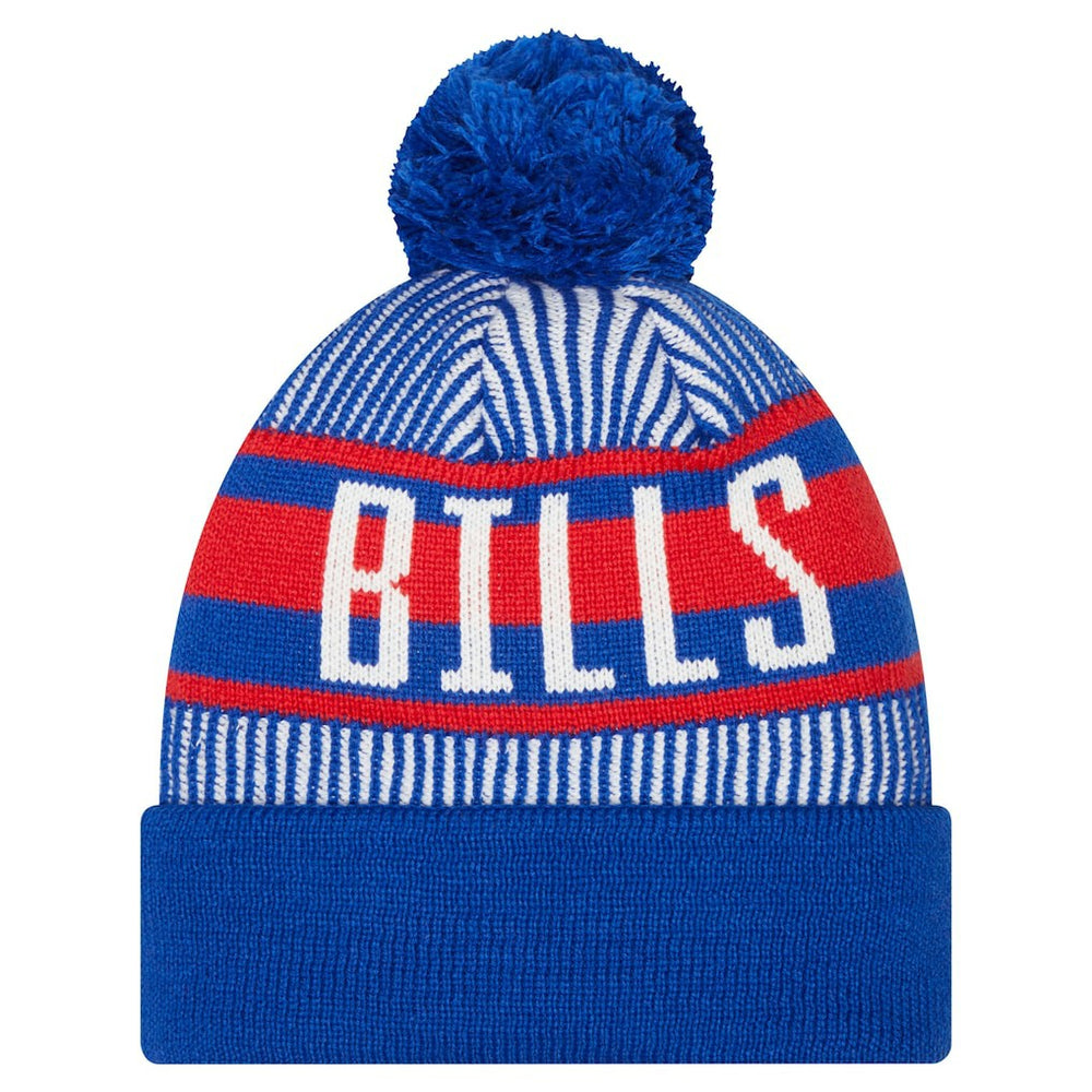 Buffalo Bills New Era Youth Striped Historic Cuffed Knit Hat with Pom - Royal outlet