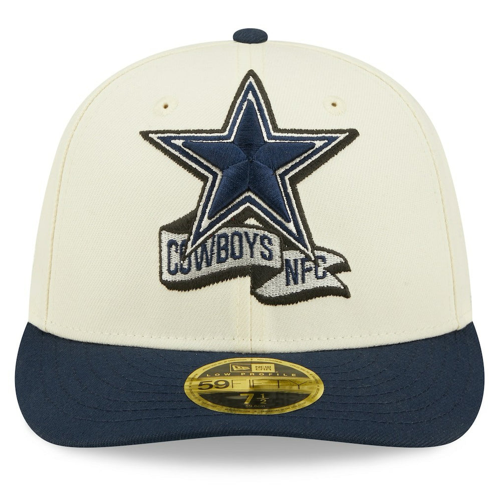 Dallas Cowboys New Era 2022 Sideline Low Profile 59FIFTY Fitted Hat - Cream/Navy for sale