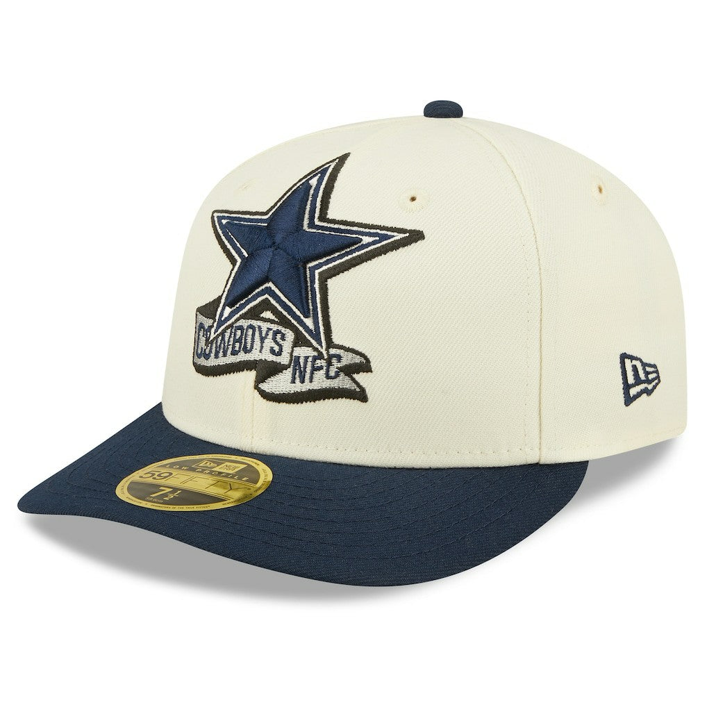 Dallas Cowboys New Era 2022 Sideline Low Profile 59FIFTY Fitted Hat - Cream/Navy for sale