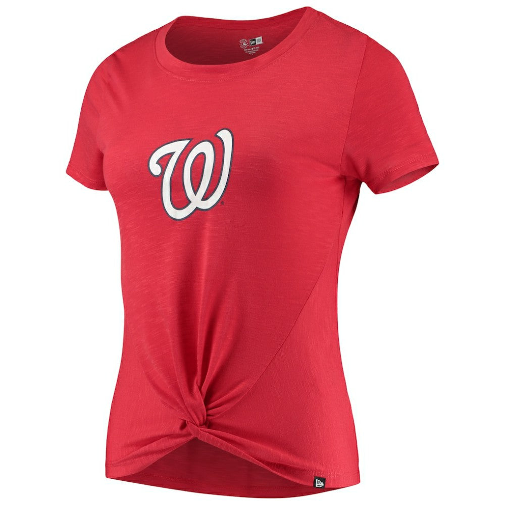 Washington Nationals Women's 2-Hit Front Twist Burnout T-Shirt Red