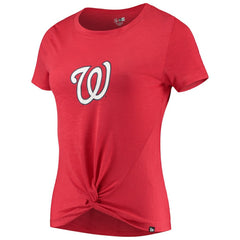 Washington Nationals Women's 2-Hit Front Twist Burnout T-Shirt Red