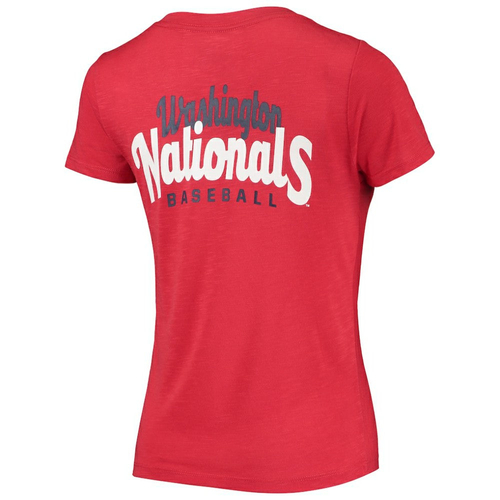 Washington Nationals Women's 2-Hit Front Twist Burnout T-Shirt Red