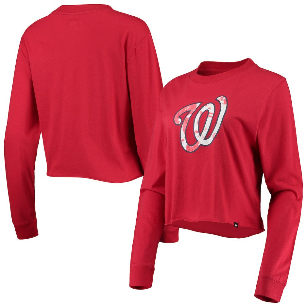 Washington Nationals Women's Baby Jersey Cropped Long Sleeve T-Shirt Red