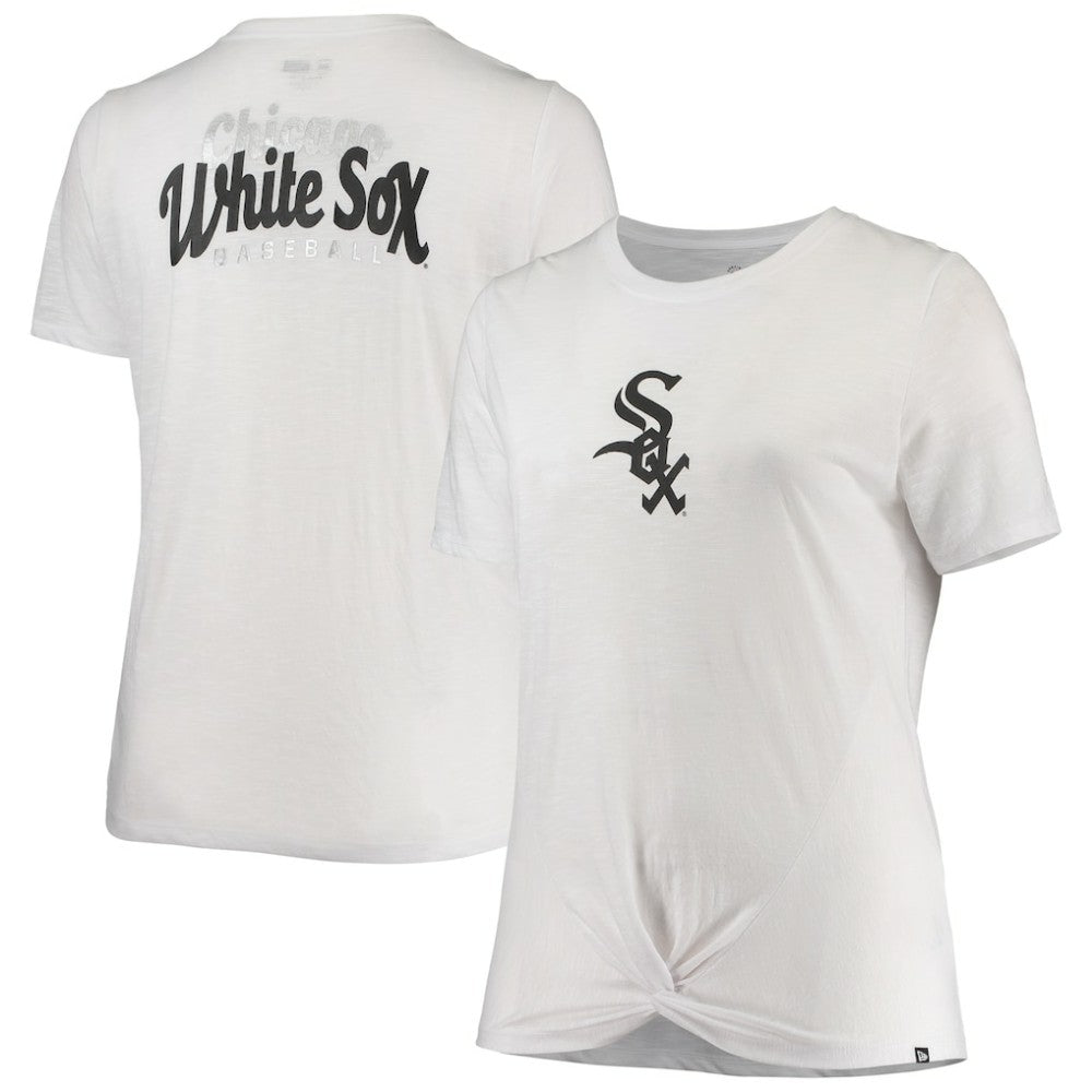 Chicago White Sox Women's Plus Size 2-Hit Front Knot T-Shirt White