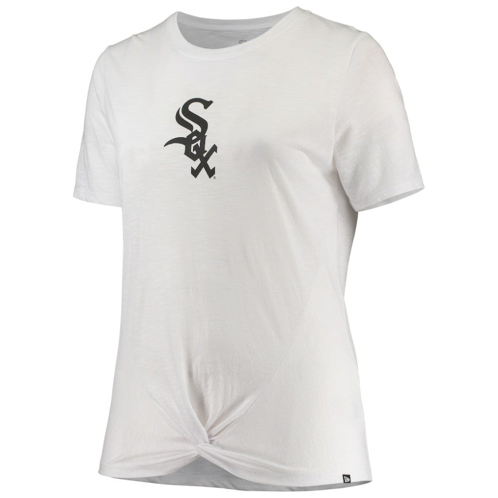 Chicago White Sox Women's Plus Size 2-Hit Front Knot T-Shirt White