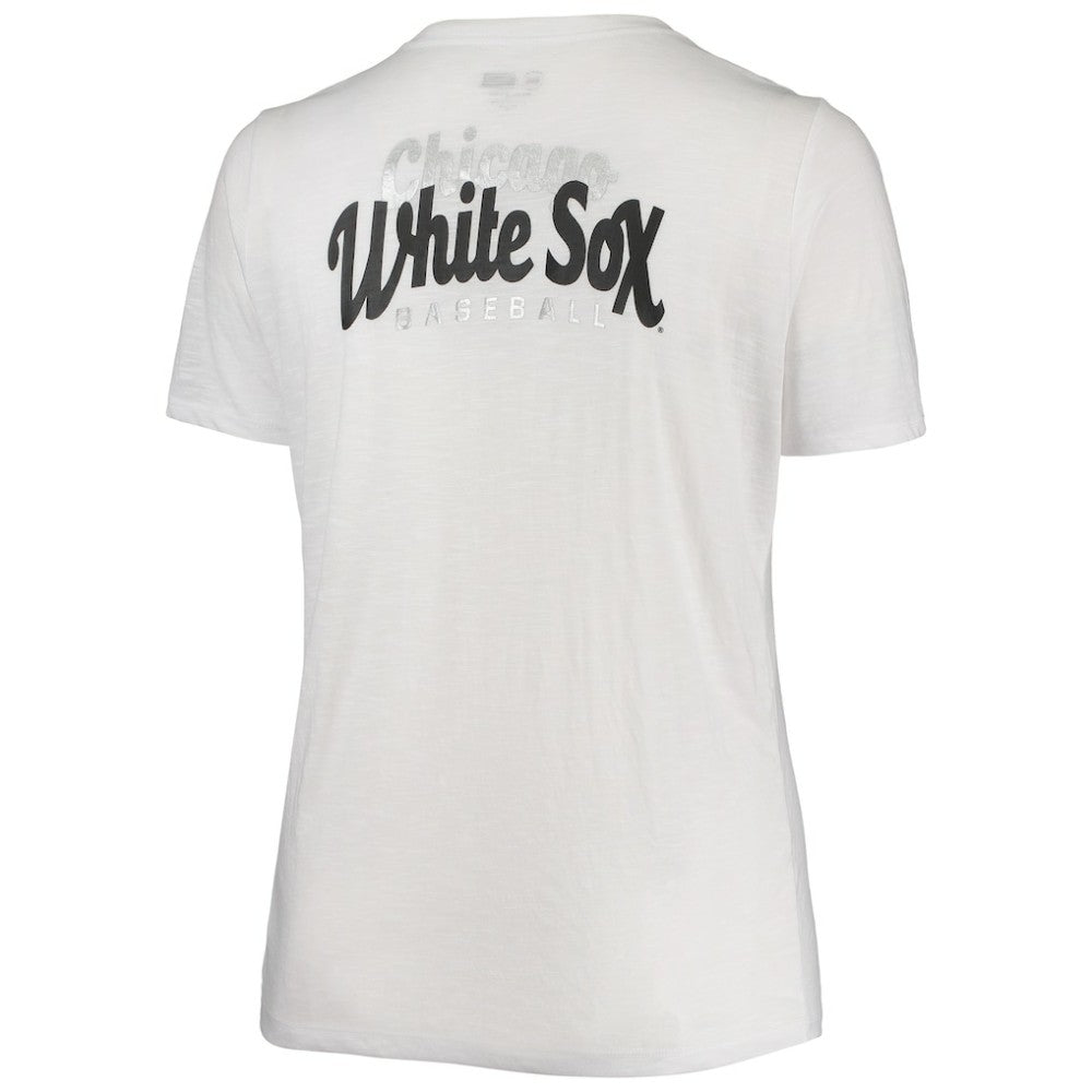 Chicago White Sox Women's Plus Size 2-Hit Front Knot T-Shirt White
