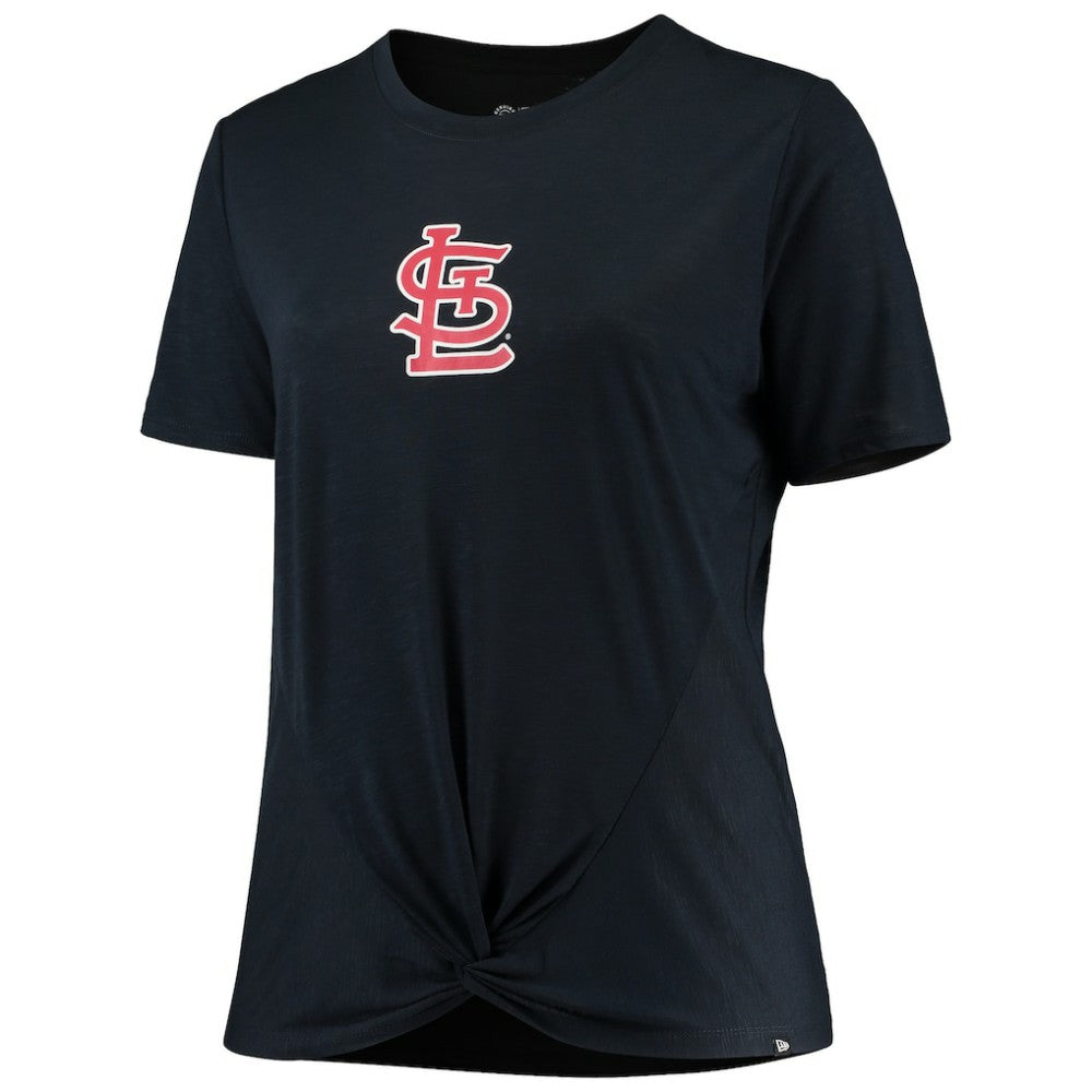 St. Louis Cardinals Women's Plus Size 2-Hit Front Knot T-Shirt Navy
