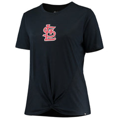 St. Louis Cardinals Women's Plus Size 2-Hit Front Knot T-Shirt Navy