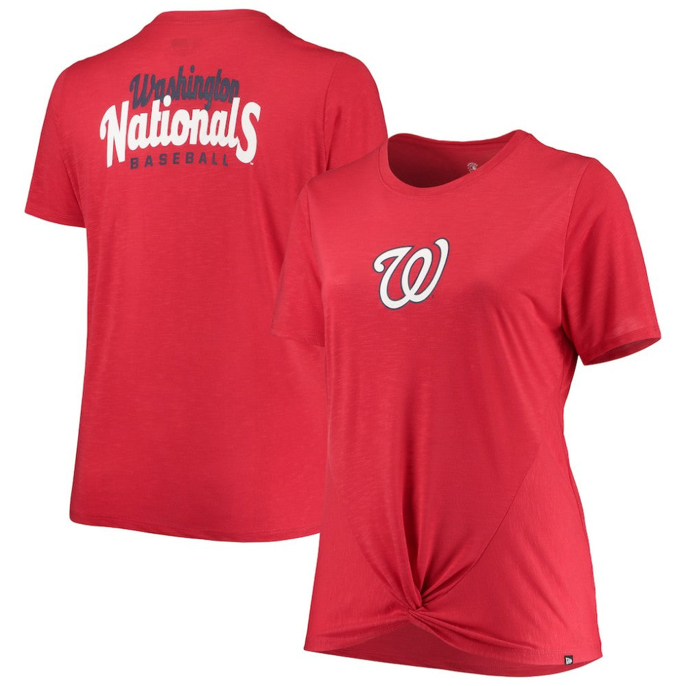 Washington Nationals Women's Plus Size 2-Hit Front Knot T-Shirt Red